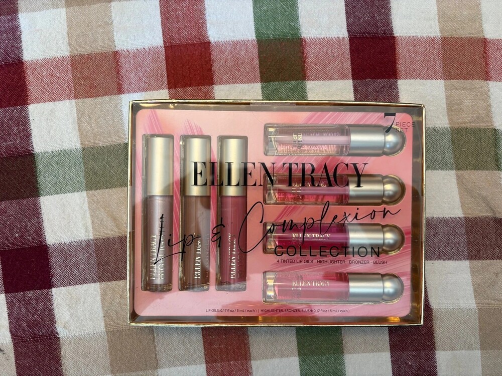 Ellen Tracy Lip & Complexion Collection 7 Piece Makeup Set Lip Oil Blush Bronzer